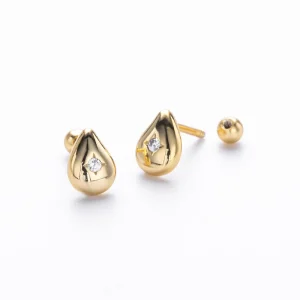 925 Sterling Silver Water Drop Cartilage Helix Stud Earrings