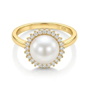 925 Sterling Silver White Pearl Statement Ring