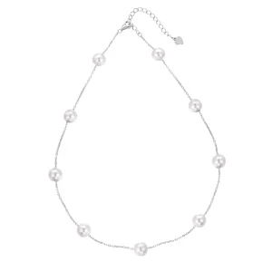 925 Sterling Silver Women’s Symmetrical String Shell Pearl Necklace