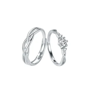 925 Sterling Silver Zircon 18K VVS1 1CT Moissanite Hollow Custom Wedding Rings