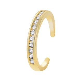 925 Sterling Silver Zircon Open Toe Rings Adjustable for Women Non-Tarnish