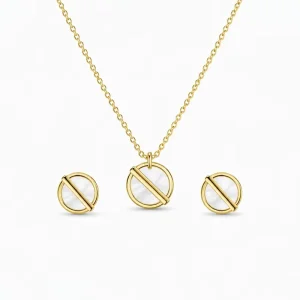 925 Sterling Silver 18K Gold-Plated Wedding Engagement Party Jewelry Set with Pendant Necklace and Earrings for Women
