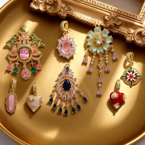 AC1-173 Micro-Inlaid Zircon Full-Diamond Pendant Copper Multicolor Red Zircon Charm Jewelry