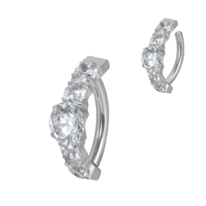 ASTM F136 Titanium CZ Paved Navel Ring Hoop with CZ Center Belly Button Body Jewelry