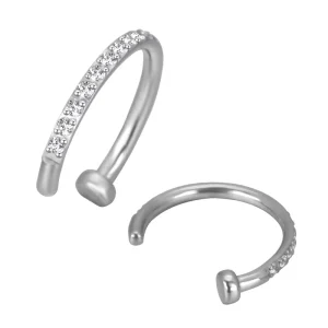 ASTM F136 Titanium CZ Paved Side Nose Ring Hoop Body Jewelry