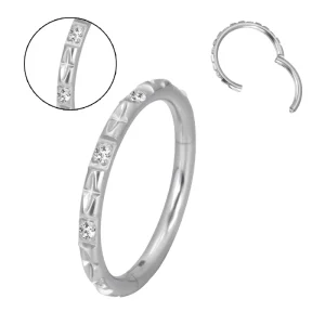 ASTM F136 Titanium Septum Nose Ring Clicker Hinged Segment Zircon Piercing Jewelry