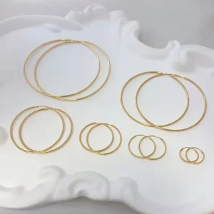 AU750 18K Solid Gold Hoop Earrings for Women
