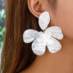 Acrylic Big Flower Drop Earrings Holiday Style Women Factory Direct Ready Stock