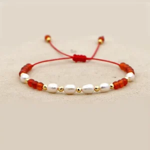 Adjustable Rope Freshwater Pearl Bead Bracelet For Women