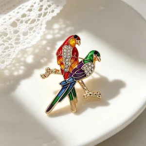 Alloy Bird-Shaped Zircon Brooch Pendant for Women