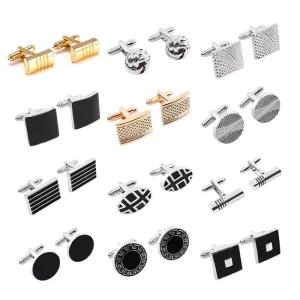 Alloy Cufflinks with Engraved Patterns for Business Occasions