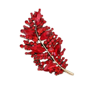 Alloy Inlaid Rhinestone and Crystal Leaf Brooch Pins for Men and Women