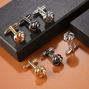 Alloy Twist Hollow Cufflink Gift Set for Men