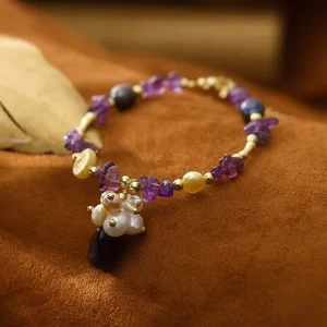 Amethyst Natural Freshwater Pearl Bracelet Bangle
