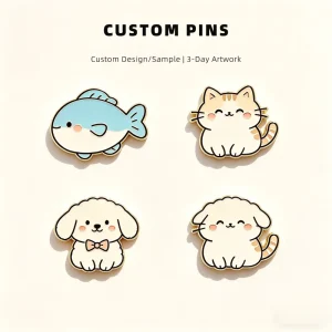 Animal Enamel Pins with Vivid Colors for Dog and Fish Lovers Kawaii Customizable Pins with Custom Back Card