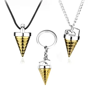 Anime Cross Zinc Alloy Buddhism Key Pendant with Rope Chain Unisex Necklace Charm
