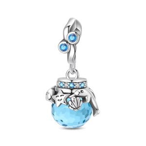 Anti-Tarnish Sterling Silver Dolphin Crystal Charm