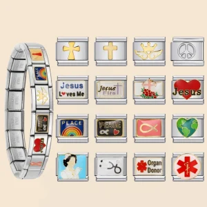 Anti-war Peace Environmental Religion Nurse Italian Charm Links Fit 9mm Bracelet Stainless Steel DIY Jewelry Making