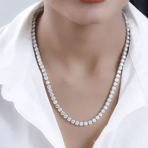 BMO Hip Hop Iced-Out 2MM 3MM 4MM Lab Diamond S925 Silver VVS Moissanite Tennis Chain Necklace