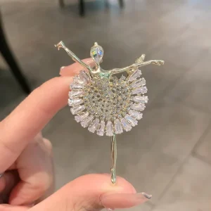 Ballet Girl Alloy Brooch Pin for Women Suits and Coats
