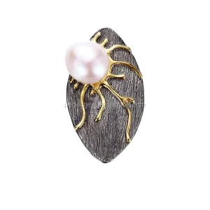 Baroque Pearl 925 Sterling Silver Brooch Women Jewelry