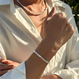 Baroque Pearl Acrylic Beaded Bracelet for Women and Men