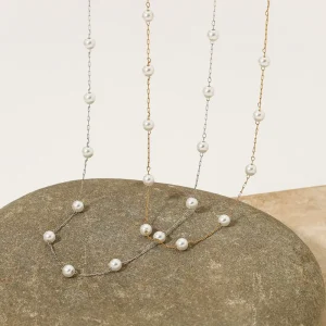 Baroque Pearl Necklace, French Style Collarbone Chain