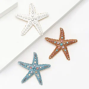 Beach Tropical Alloy Rhinestone Starfish Brooch