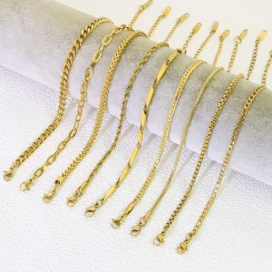 Beaded Stainless Steel Clover Moissanite Tennis Chain Link Bracelet for Women