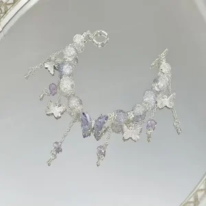 Beaded Tassel Crystal Bangles for Women and Girls