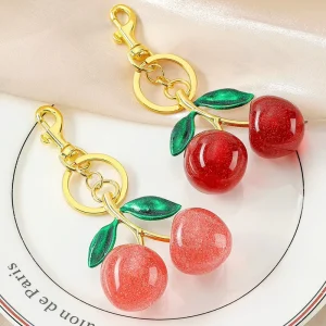 Beautiful Red Plastic Crystal Cherry Styling Women’s Bag Pendant Accessories High Quality Creative Lightweight