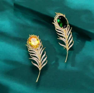 Bee Feather Crystal Brooch for Children, Silver-Plated Alloy Coat Corsage