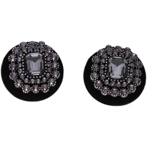 Black Alloy Vintage Retro Style Stud Earrings Crystal Rhinestone Party Earrings for Women