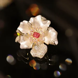 Blazer Zircon Flower Brooch