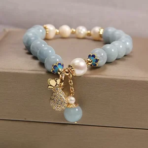 Blue Pearl String Bracelet