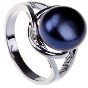 Blue Pearl Wedding Ring for Women