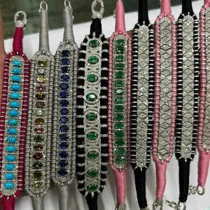 Bohemian Colorful Zircon Crystal Bracelet with Handmade Brass Jewelry