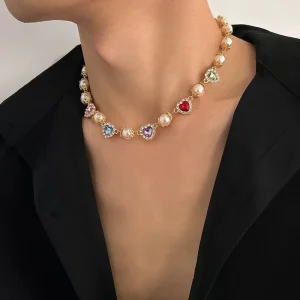 Bohemian Floral Diamond-Studded Collarbone Chain Sweater Necklace