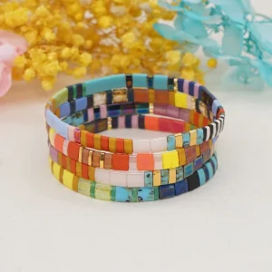 Bohemian Handmade Colorful Glass Beaded Bracelet for Women