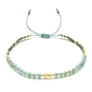 Bohemian Natural Crystal Rice Bead Bracelet, Handmade Adjustable Hand Rope Bracelet