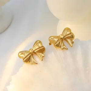 Bow Korean-style 18K Gold Plated Stainless Steel Tarnish-Free Stud Earrings
