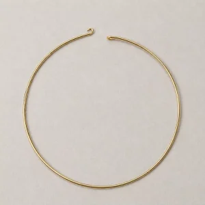 Brass 18K Gold-Plated 2mm Chunky Minimalist Open Choker Necklace with Hook Clasp