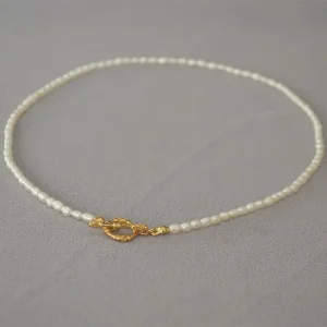Brass Gold-Plated Choker Necklace with Freshwater Pearl