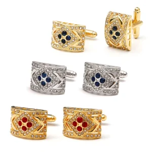 Brass Zircon Cufflinks for Men Unique Design