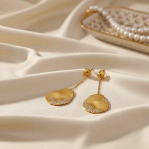 Brushed Geometric AB Style Tassel Drop Dangle Earrings