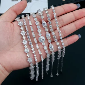 Bulk 925 Sterling Silver D Color VVS Moissanite Diamond Tennis Bracelet Set GRA Certified Rhodium-Plated Women’s Jewelry