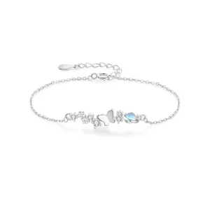 Butterfly Bracelet with Cubic Zirconia and Chain Link