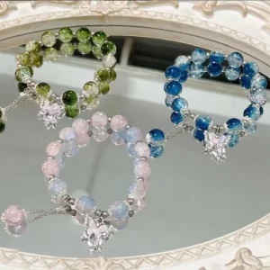 Butterfly Charm Bracelet Colorful Glass Beads for Women and Girls