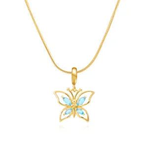 Butterfly Hollowed Out Zircon Inlay Pendant Necklace
