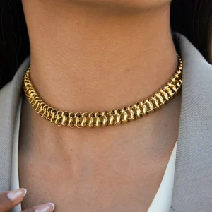 CE-Certified Stainless Steel 18K Gold Cuban Choker Necklace